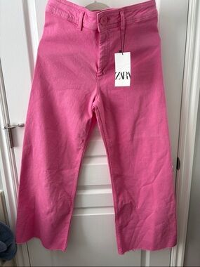 Zara Hot Pink Wide-Leg Jeans